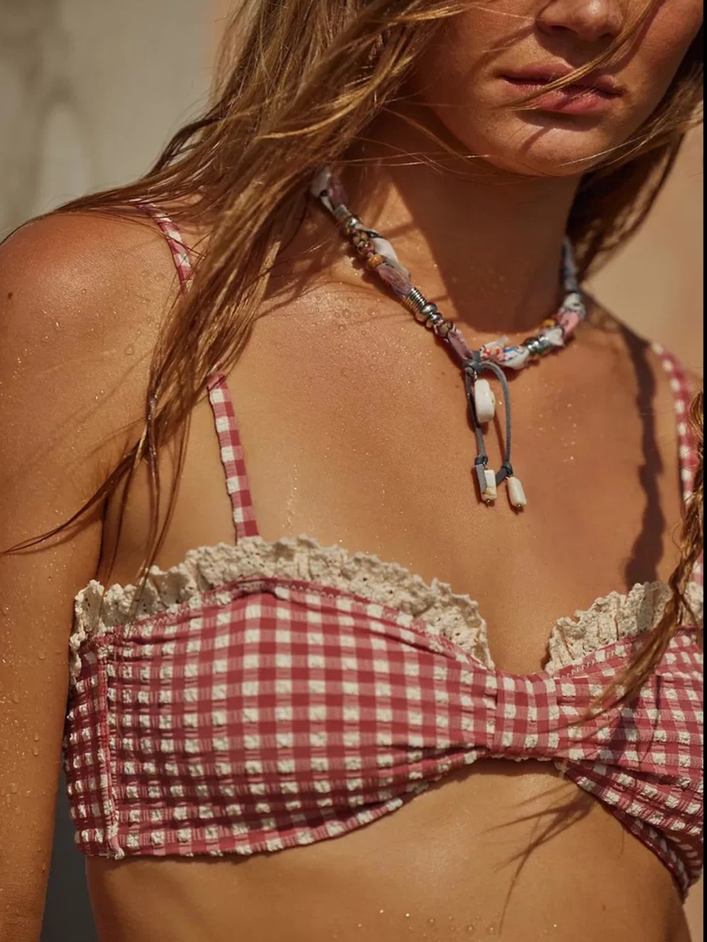 For Love & Lemons Gingham Bandeau Bikini Swim Top | NWT